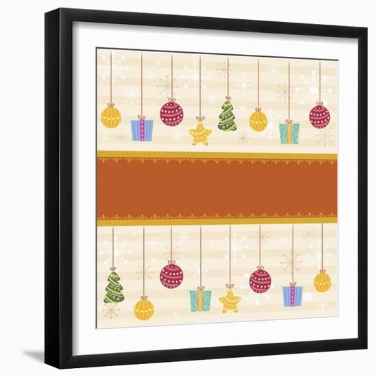 Christmas with Orange Line and Decorations-null-Framed Giclee Print