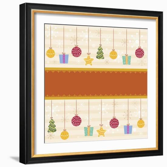 Christmas with Orange Line and Decorations-null-Framed Giclee Print