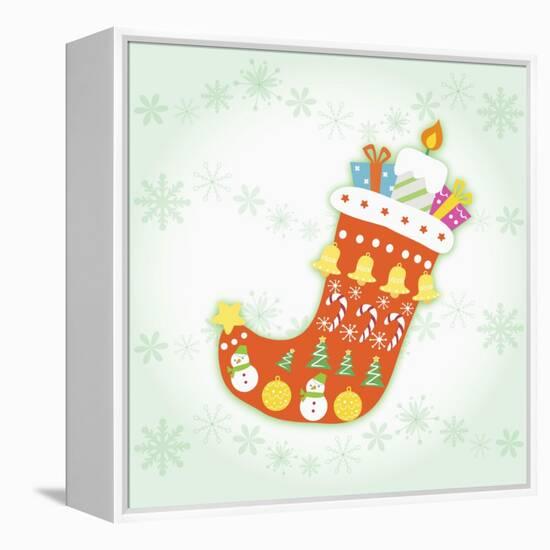 Christmas with Red Sock and Decorations-null-Framed Premier Image Canvas