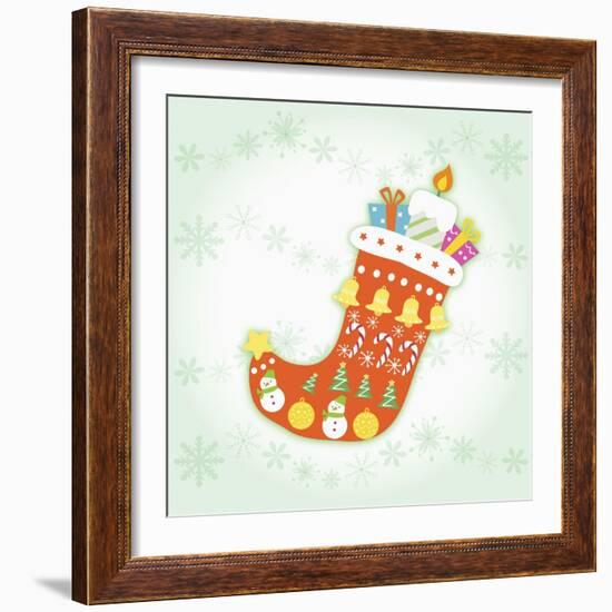 Christmas with Red Sock and Decorations-null-Framed Giclee Print