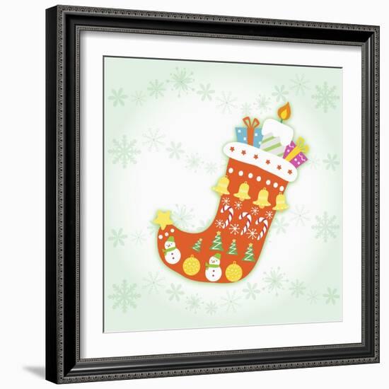 Christmas with Red Sock and Decorations-null-Framed Giclee Print