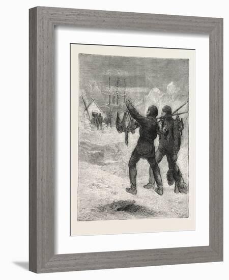 Christmas with the Arctic Expedition, 1876, Fresh Meat for Dinner-null-Framed Giclee Print