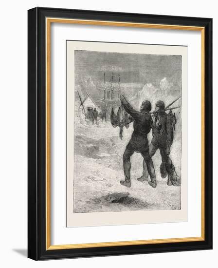 Christmas with the Arctic Expedition, 1876, Fresh Meat for Dinner-null-Framed Giclee Print