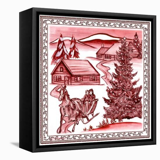 Christmas Wonderland Toile II-Melissa Wang-Framed Stretched Canvas