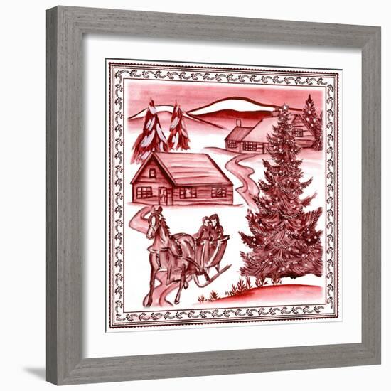 Christmas Wonderland Toile II-Melissa Wang-Framed Art Print