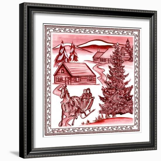 Christmas Wonderland Toile II-Melissa Wang-Framed Art Print