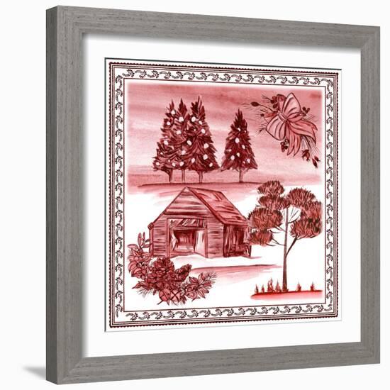 Christmas Wonderland Toile III-Melissa Wang-Framed Art Print