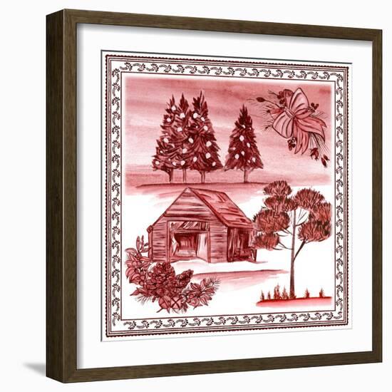 Christmas Wonderland Toile III-Melissa Wang-Framed Art Print