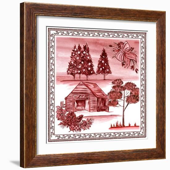 Christmas Wonderland Toile III-Melissa Wang-Framed Art Print