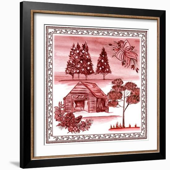 Christmas Wonderland Toile III-Melissa Wang-Framed Art Print