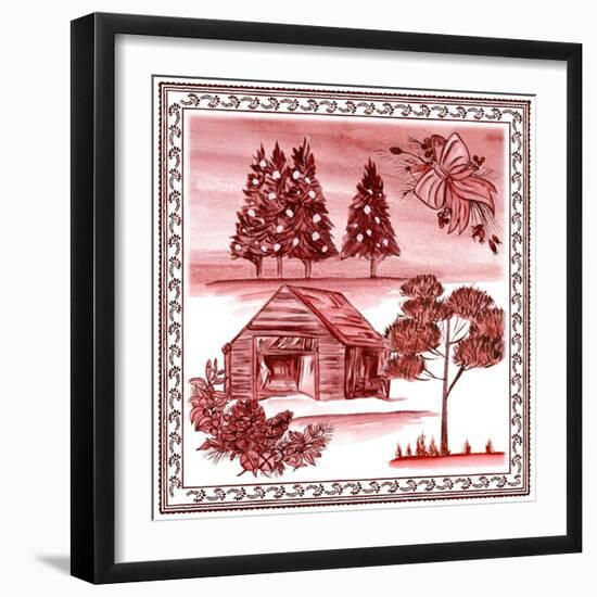 Christmas Wonderland Toile III-Melissa Wang-Framed Art Print