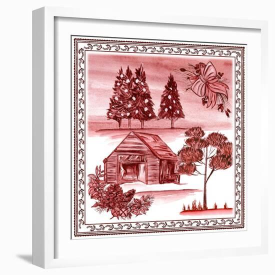 Christmas Wonderland Toile III-Melissa Wang-Framed Art Print
