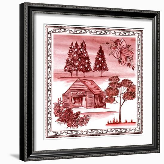 Christmas Wonderland Toile III-Melissa Wang-Framed Art Print