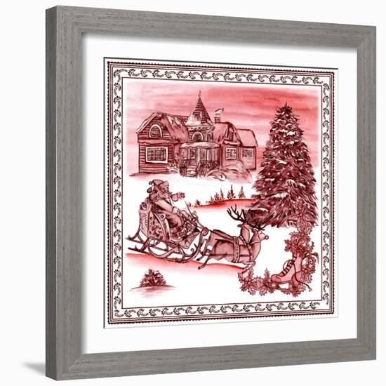 Christmas Wonderland Toile IV-Melissa Wang-Framed Art Print