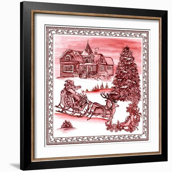 Christmas Wonderland Toile IV-Melissa Wang-Framed Art Print