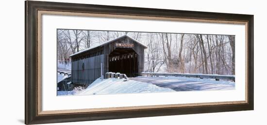 Christmas Wreath on a Bridge, Fallasburg, Michigan, USA-null-Framed Photographic Print