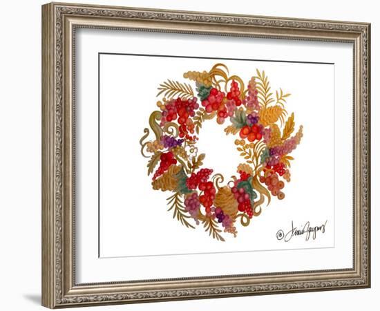 Christmas Wreath with Berries-Janice Gaynor-Framed Art Print