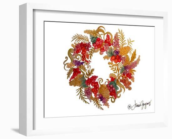 Christmas Wreath with Berries-Janice Gaynor-Framed Art Print