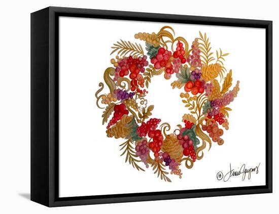 Christmas Wreath with Berries-Janice Gaynor-Framed Stretched Canvas