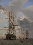 The Russian Ship of the Line Azov and a Frigate at Anchor in the Roads of Elsinore, 1828-Christoffer-wilhelm Eckersberg-Framed Premier Image Canvas