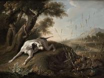 Paysage avec des chevreuils et un renard attaquant un faisan-Christophe Huet-Giclee Print