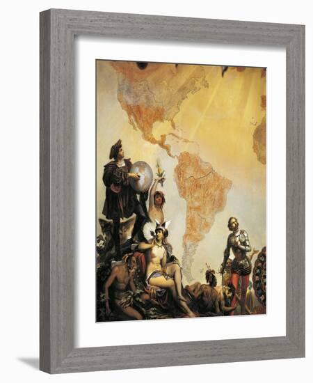 Christopher Columbus and the Discovery of America-Cesare Dell'acqua-Framed Giclee Print