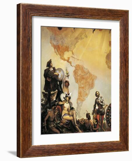 Christopher Columbus and the Discovery of America-Cesare Dell'acqua-Framed Giclee Print