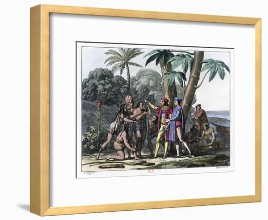 Christopher Columbus Arriving in the New World, 1492 (1817-182)-Bonatti-Framed Giclee Print