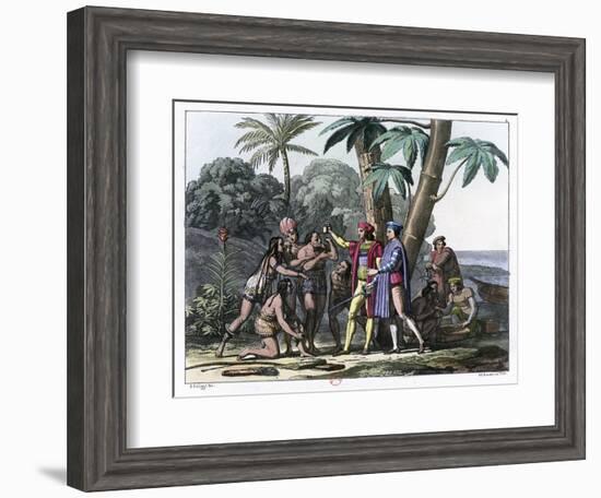 Christopher Columbus Arriving in the New World, 1492 (1817-182)-Bonatti-Framed Giclee Print