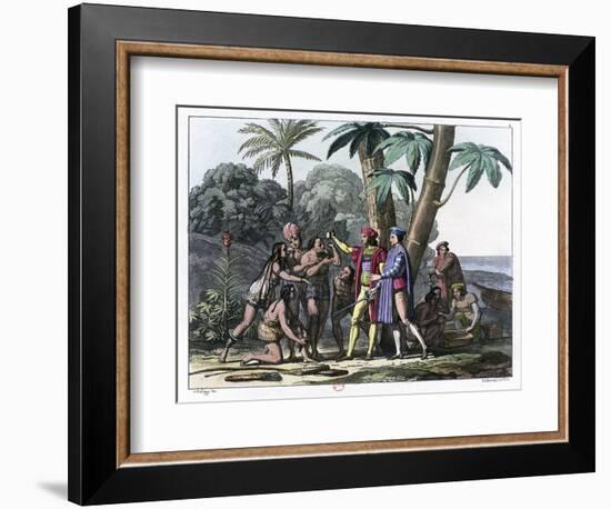 Christopher Columbus Arriving in the New World, 1492 (1817-182)-Bonatti-Framed Giclee Print