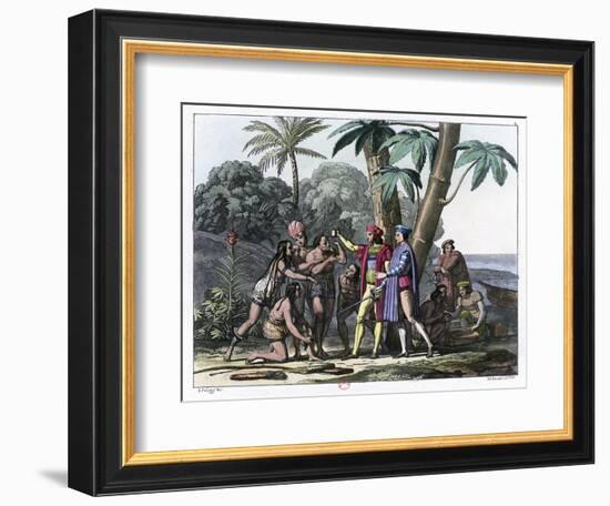 Christopher Columbus Arriving in the New World, 1492 (1817-182)-Bonatti-Framed Giclee Print