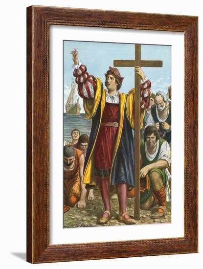 Christopher Columbus Arriving in the New World-Tancredi Scarpelli-Framed Giclee Print