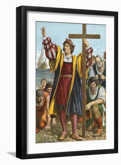 Christopher Columbus Arriving in the New World-Tancredi Scarpelli-Framed Giclee Print