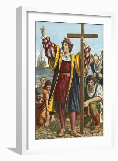 Christopher Columbus Arriving in the New World-Tancredi Scarpelli-Framed Giclee Print