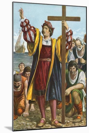 Christopher Columbus Arriving in the New World-Tancredi Scarpelli-Mounted Giclee Print