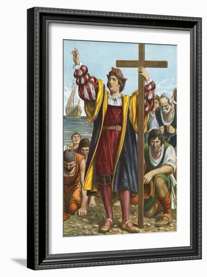 Christopher Columbus Arriving in the New World-Tancredi Scarpelli-Framed Giclee Print