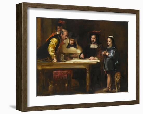 Christopher Columbus in the Convent of La Rábida Explaining His Intended Voyage, 1834-David Wilkie-Framed Giclee Print