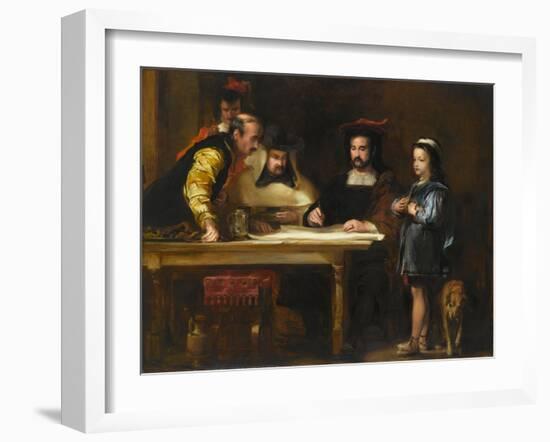 Christopher Columbus in the Convent of La Rábida Explaining His Intended Voyage, 1834-David Wilkie-Framed Giclee Print