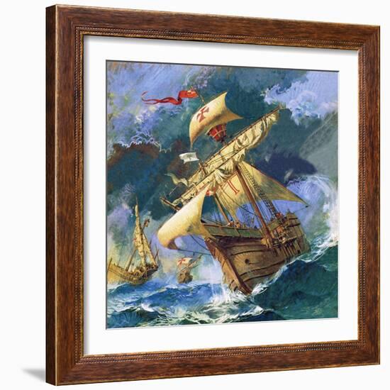 Christopher Columbus's Santa Maria-English School-Framed Giclee Print