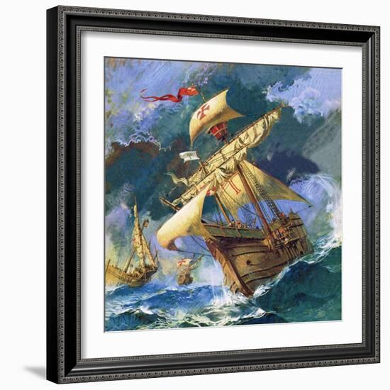 Christopher Columbus's Santa Maria-English School-Framed Giclee Print