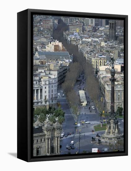 Christopher Columbus Statue on La Rambla, Barcelona, Spain-Michele Molinari-Framed Premier Image Canvas