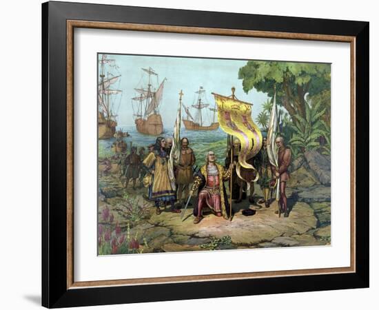 Christopher Columbus Taking Possession of the New Country-Stocktrek Images-Framed Art Print