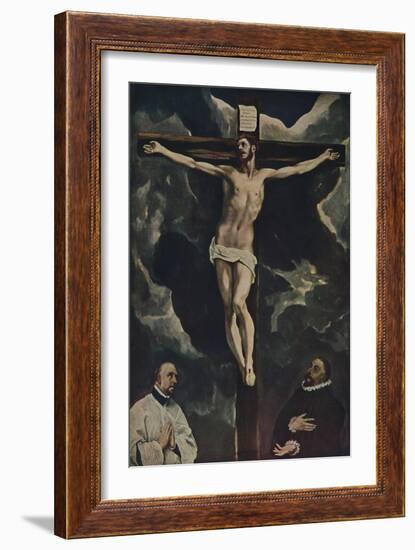 'Christus Am Kreuz, Mit Zwei Stiftern', (Christ on the Cross Adored by Donors), c1590, (1938)-El Greco-Framed Giclee Print