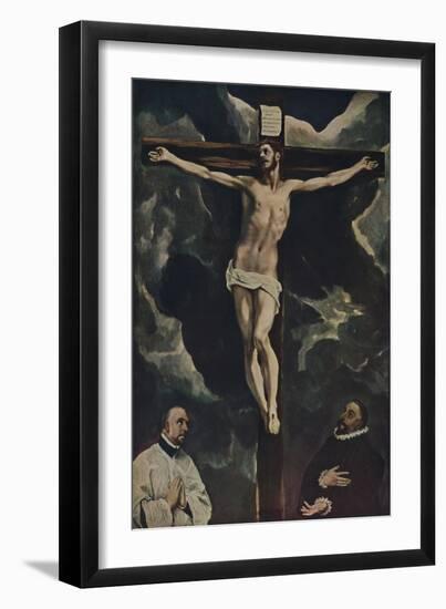 'Christus Am Kreuz, Mit Zwei Stiftern', (Christ on the Cross Adored by Donors), c1590, (1938)-El Greco-Framed Giclee Print