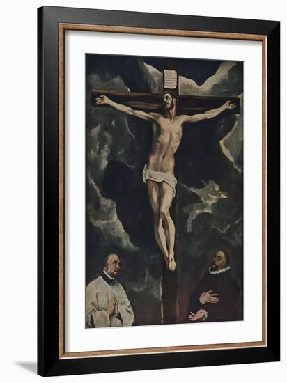 'Christus Am Kreuz, Mit Zwei Stiftern', (Christ on the Cross Adored by Donors), c1590, (1938)-El Greco-Framed Giclee Print