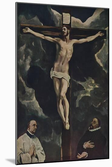 'Christus Am Kreuz, Mit Zwei Stiftern', (Christ on the Cross Adored by Donors), c1590, (1938)-El Greco-Mounted Giclee Print