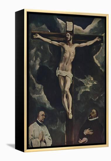 'Christus Am Kreuz, Mit Zwei Stiftern', (Christ on the Cross Adored by Donors), c1590, (1938)-El Greco-Framed Premier Image Canvas