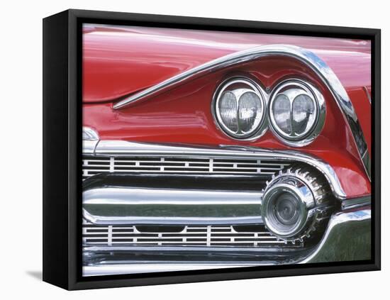 Chrome Lights on Red Car-null-Framed Premier Image Canvas