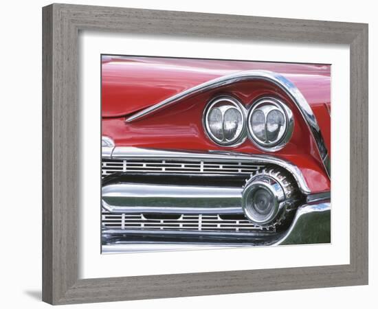 Chrome Lights on Red Car-null-Framed Photographic Print