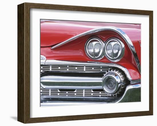 Chrome Lights on Red Car-null-Framed Photographic Print